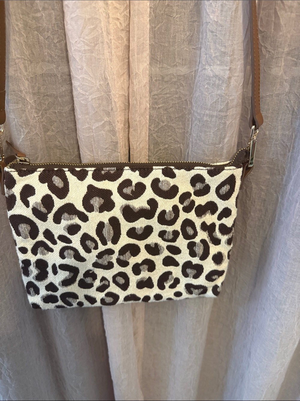 Chico's White and Brown Leopard Spot Crossbody